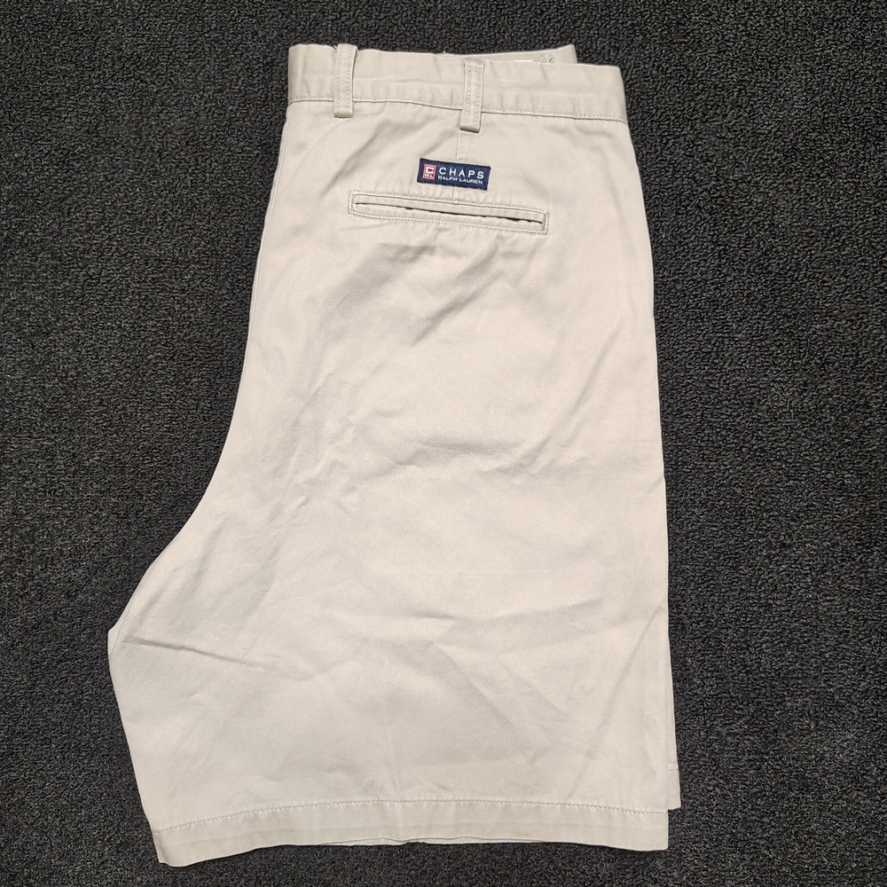 Vintage Chaps Ralph Lauren Tan Chino Cargo Shorts Casual Preppy Men's Size 36